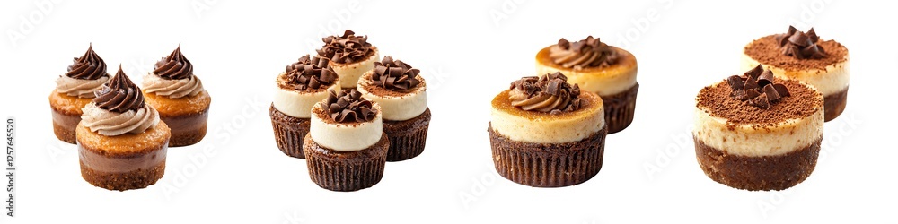 Set of Mini Bread Puddings Isolated on Transparent Background Set of Mini Bread Puddings Isolated on Transparent Background