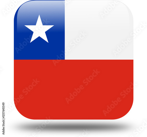 Free Download chile Flag – 3D Square Icon Style with Drop Shadow, High Resolution PNG	 - GFXLoad