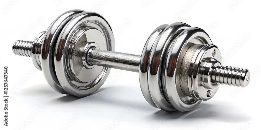 Fototapeta premium Chrome Dumbbell on White Background