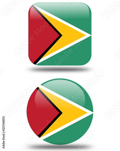 Free Download set circullar and square  3d look flag of guyana. - GFXLoad