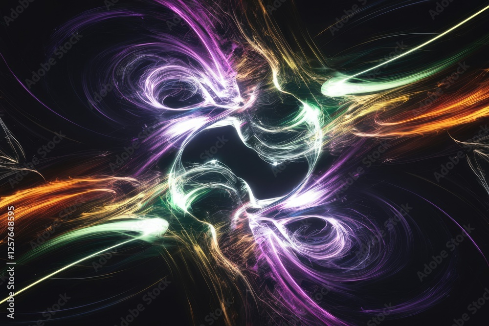Fototapeta premium Abstract fractal art with vibrant, swirling colors and glowing energy, creating a mesmerizing visual experience.