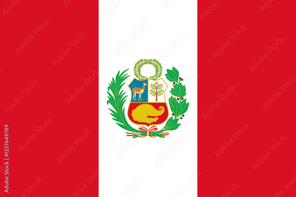Fototapeta premium Realistic Peru Flag - South American National Symbol