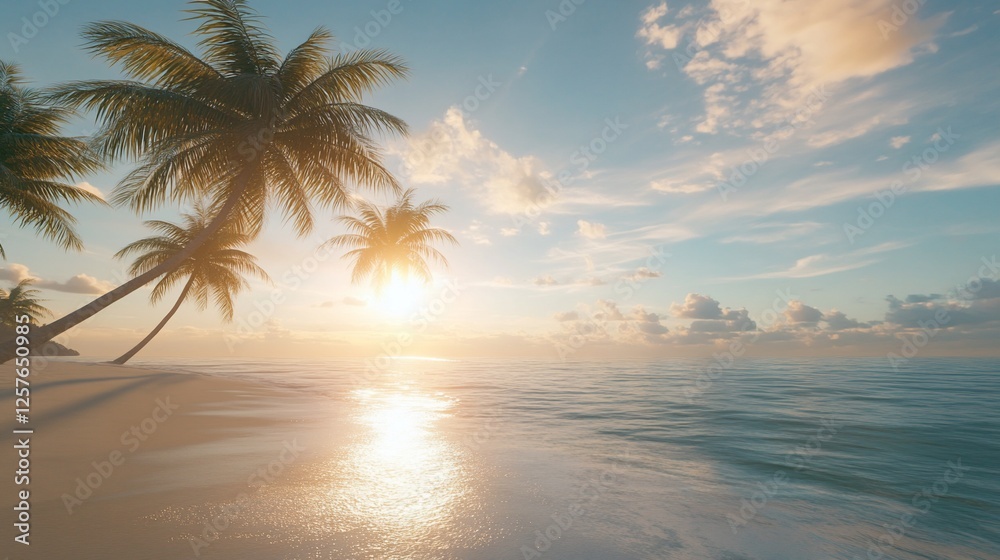 Fototapeta premium Tranquil Sunset on a Tropical Beach Paradise