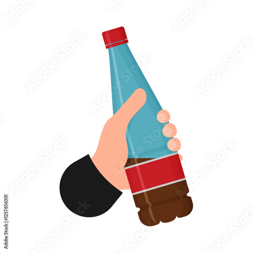 Plastic beverage bottles icon set. Bottled cold drinks flat vector illustration.