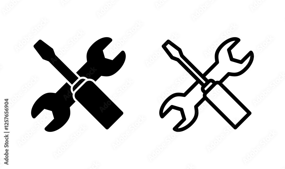 Tools icon logo design. tool sign and symbol. setting icon. Wrench and screwdriver. Service, repair Tools icon logo design. tool sign and symbol. setting icon. Wrench and screwdriver. Service, repair
