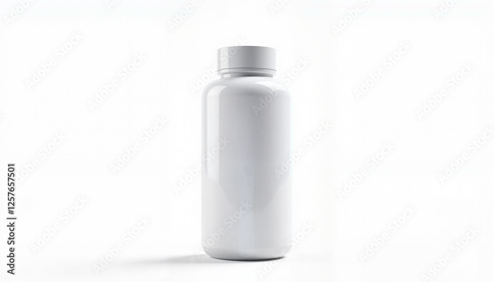 White plastic bottle with cap on clean background White plastic bottle with cap on clean background