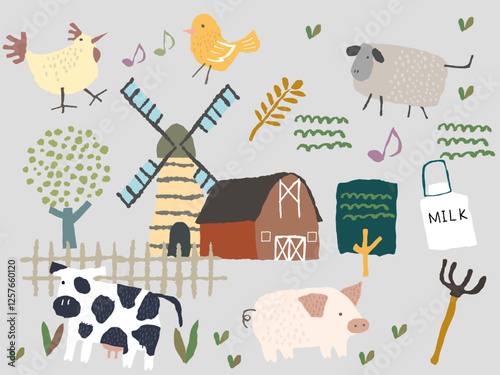 Hand drawn rough touch agriculture design vector illustration
