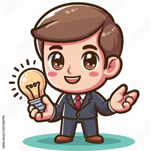 Businessman holding a glowing lightbulb