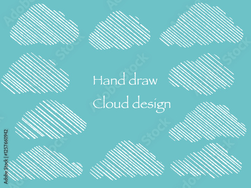 Rough hand-drawn cloud vector illustration material