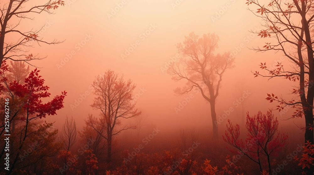 Ethereal Autumnal Haze, A Forest Bathed in Warm, Dreamlike Light Ethereal Autumnal Haze, A Forest Bathed in Warm, Dreamlike Light