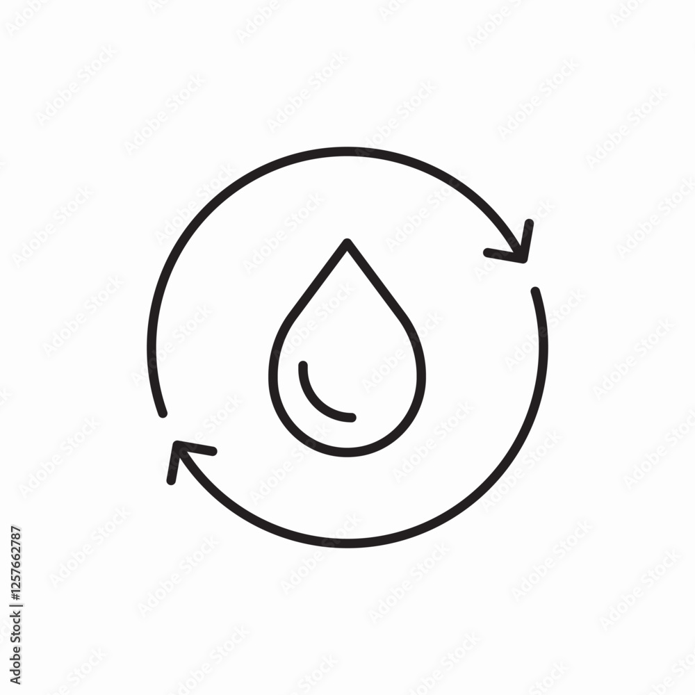 Water recycling drop cycle icon vector sign