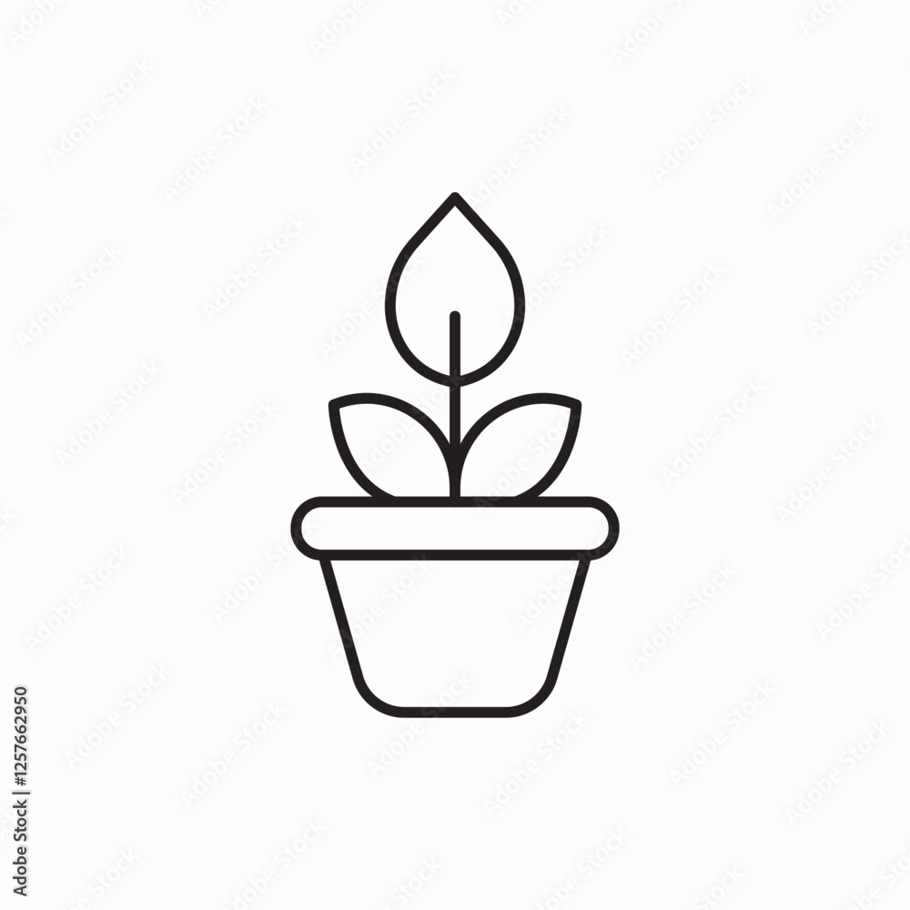 Growing potted plant nature icon vector sign Growing potted plant nature icon vector sign