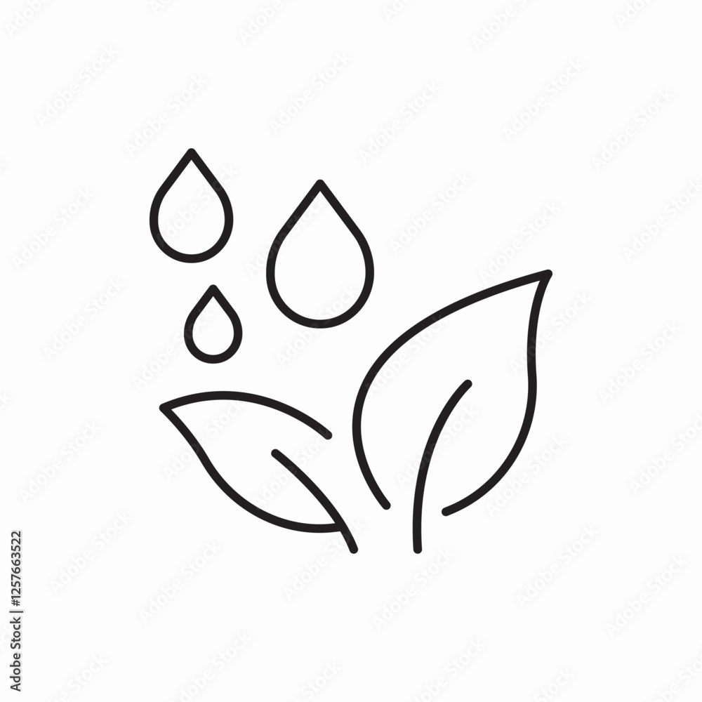 Water drops leaf nature icon vector sign Water drops leaf nature icon vector sign