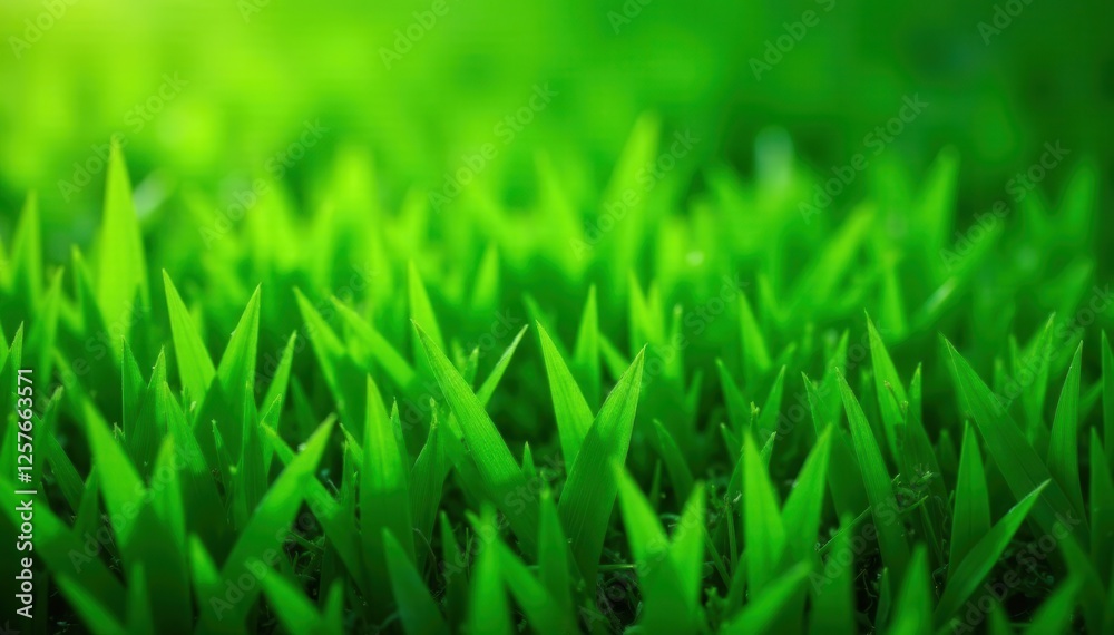 Fototapeta premium Angular green shapes, sharp lines simulating fresh grass, environment, pattern, spring design