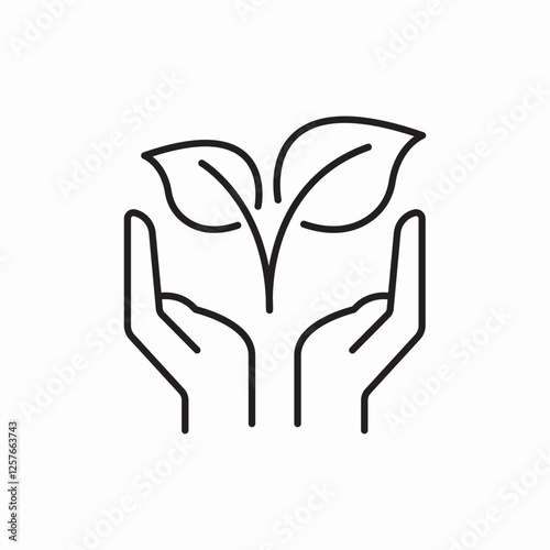 Hands nurturing plant growth icon vector sign