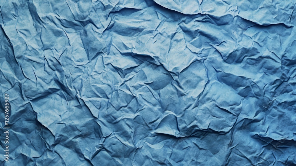 Fototapeta premium Blue, crumpled abstract texture background.