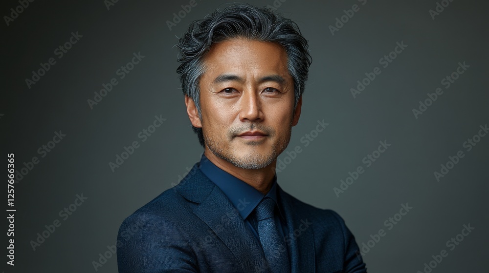 Formal attire businessman in studio photography with dark backdrop Formal attire businessman in studio photography with dark backdrop