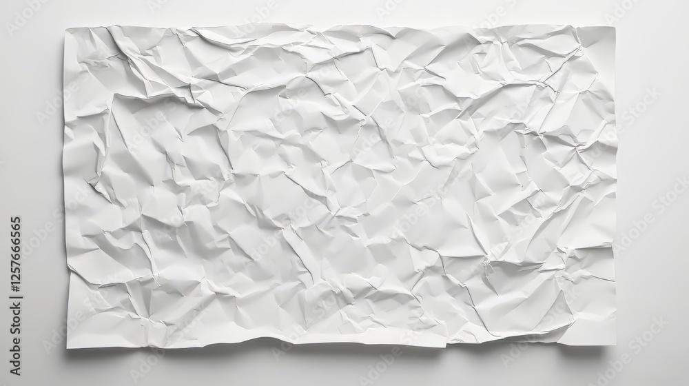Obraz premium Crumpled white paper sheet on a plain backdrop
