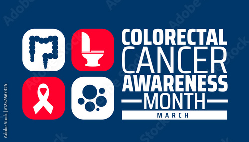 colorectal cancer awareness month background banner or poster design template. observed every year in March. Holiday concept. Use to any Template, card, poster, placard, template.