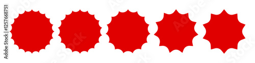 Vector sale price stickers and labels, star and rosette, splash, stamp and tag badges. Isolated vector circle and oval red stickers, promo labels and tags	
