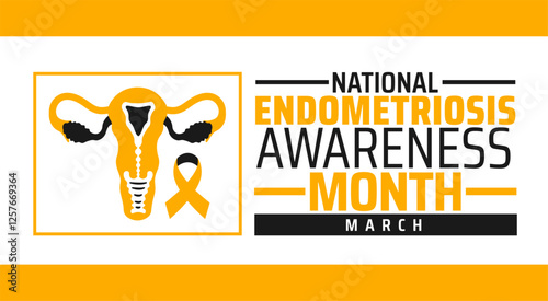 National Endometriosis Awareness Month background banner or poster design template. observed every year in March. Holiday concept. Use to any Template, card, poster, placard, template.