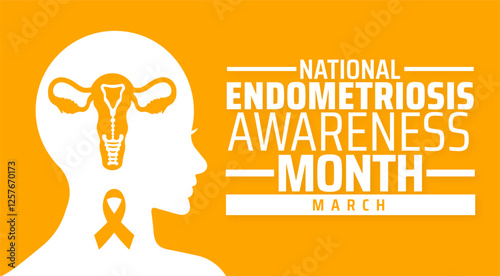 National Endometriosis Awareness Month background banner or poster design template. observed every year in March. Holiday concept. Use to any Template, card, poster, placard, template.