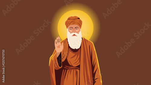 Guru Nanak Dev Ji Divine Blessing Illustration