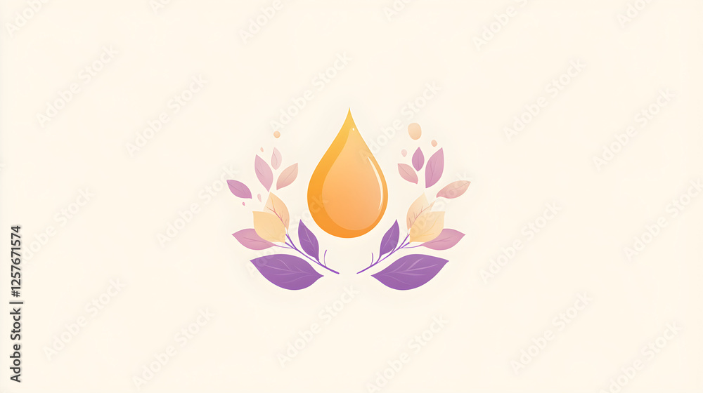 A clean and elegant logo featuring a drop of essential oil surrounded by delicate petals A clean and elegant logo featuring a drop of essential oil surrounded by delicate petals