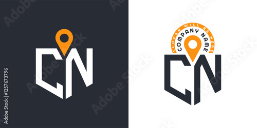 CN Location Logo Bundle. Letter CN Logo Dual Vector Icons for Recruitment and Navigation