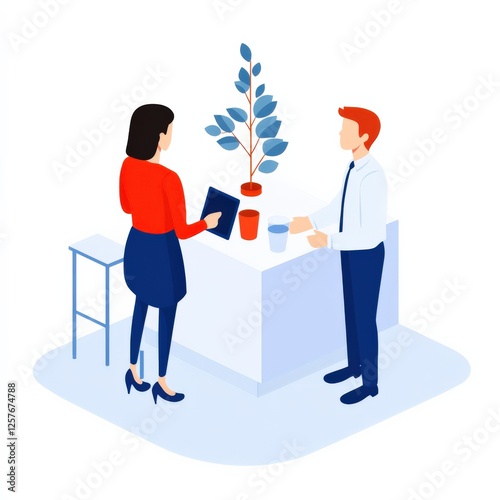 business colleagues chatting by the water cooler
