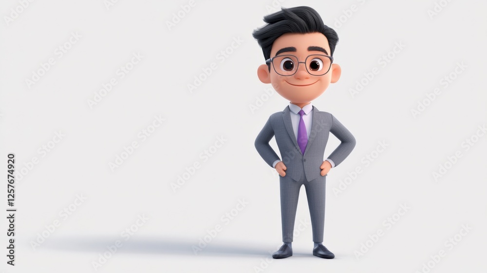cartoon businessman in a suit standing confidently cartoon businessman in a suit standing confidently