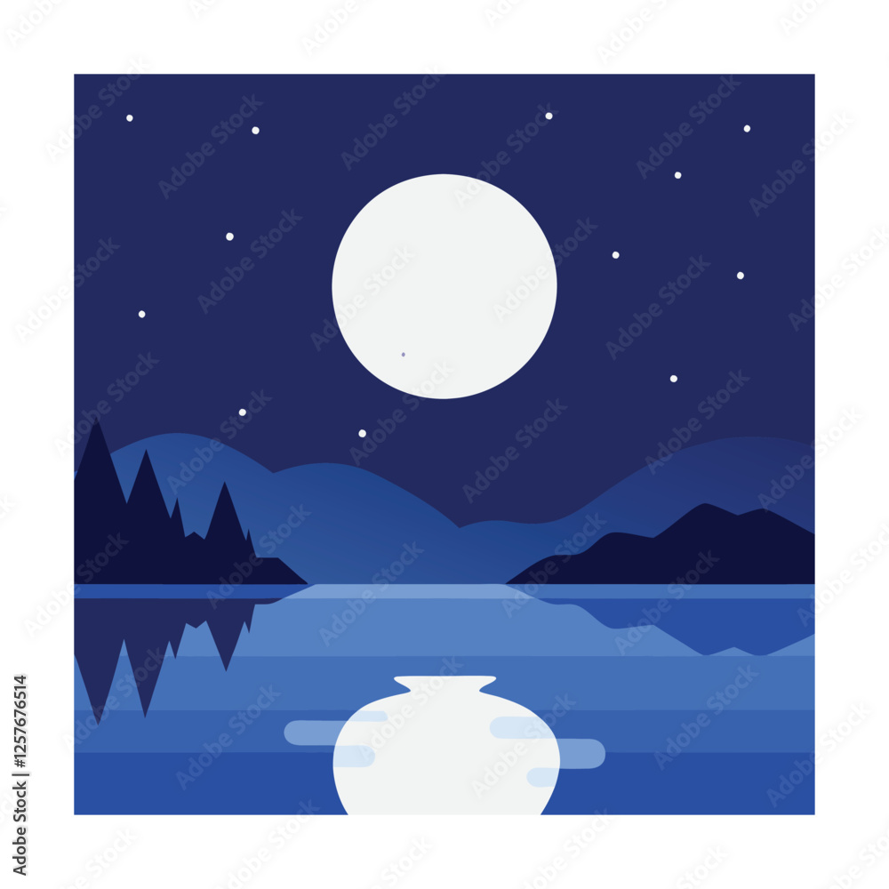 Naklejka premium moon over the sea