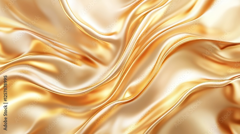 Fototapeta premium Abstract golden fabric flowing fluidly