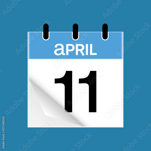 11th April daily calendar icon template. April 11 day calendar design. Single day calendar in vector illustration flat style.