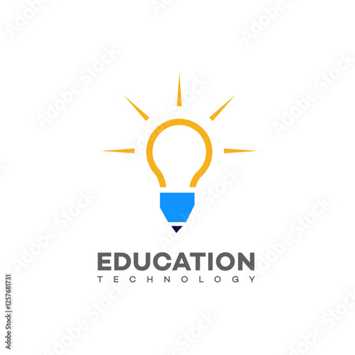 Innovative Education Technology Bright Ideas, Pencil, Lightbulb Logo