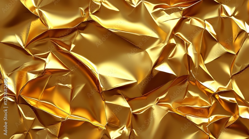 Golden crumpled foil with interesting textures Golden crumpled foil with interesting textures