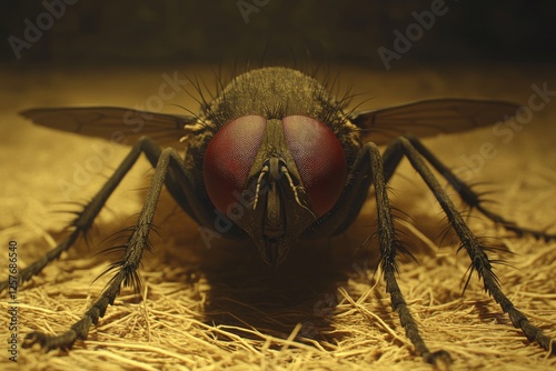 Flesh fly, gray (Sarcophaga carnaria, also referred to as the carrion fly) photo