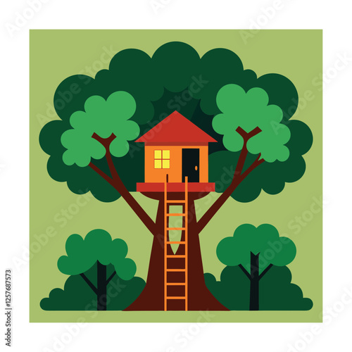 house with tree and flowers
