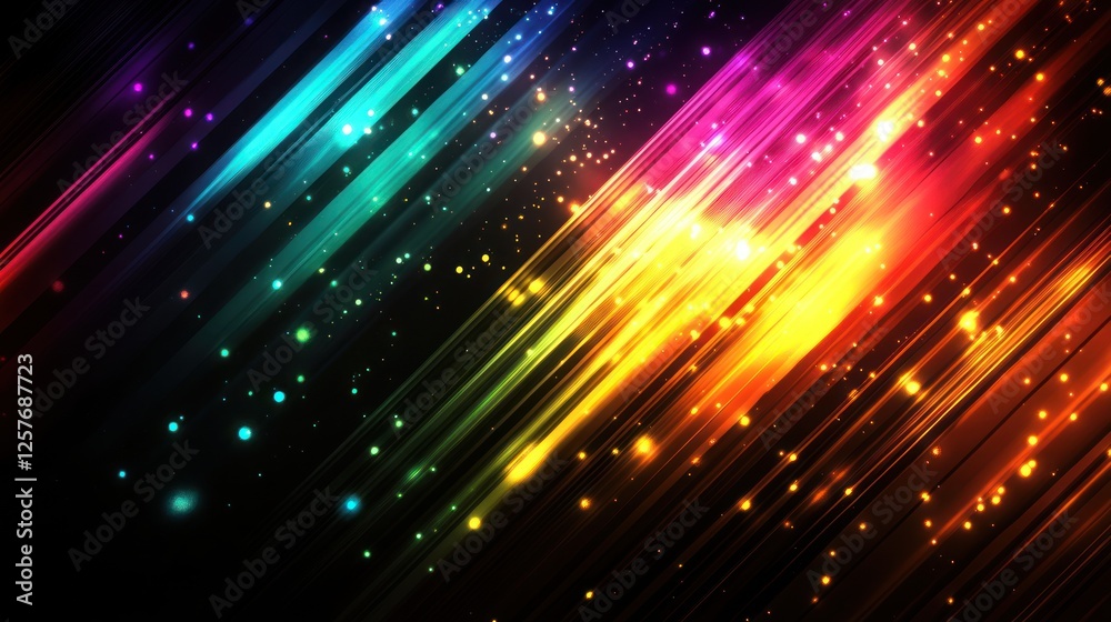 Obraz premium Abstract background with a colorful light effect and data flow, vector illustration