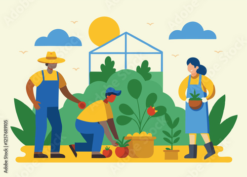 Sustainable Greenhouse Farming: Earth Day Celebration eco food life happy people