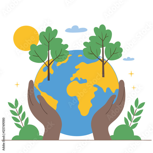 Protecting Our Planet: Hands Holding Green Earth Globe eco hope world nature    
