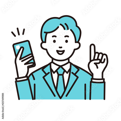 スマホを持つ若い会社員　ベクター