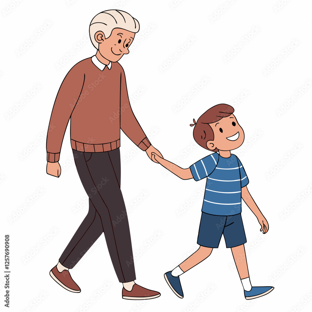 Grandfather and Grandson Stroll: A Cherished Bond Grandfather and Grandson Stroll: A Cherished Bond