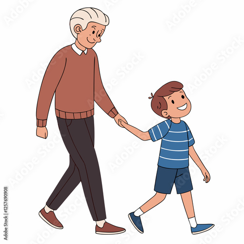 Grandfather and Grandson Stroll: A Cherished Bond