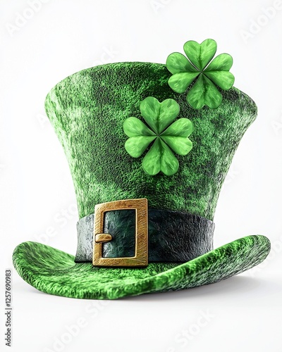 Saint Patricks Day Leprechauns Hat on white background. Ai Generative photo