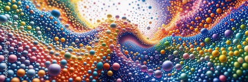 Vivid Abstract Landscape with Floating Spheres