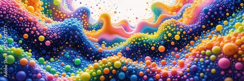 Vivid Abstract Landscape with Floating Spheres