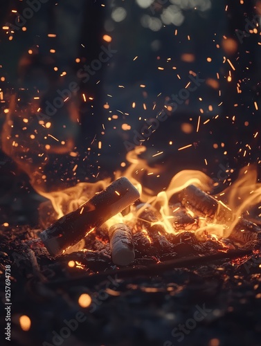 marshmallows being roasted to golden perfection over the comforting heat of a campfire photo