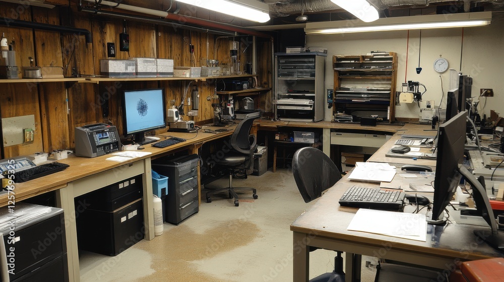 A mineral analysis lab where scientists are studying A mineral analysis lab where scientists are studying