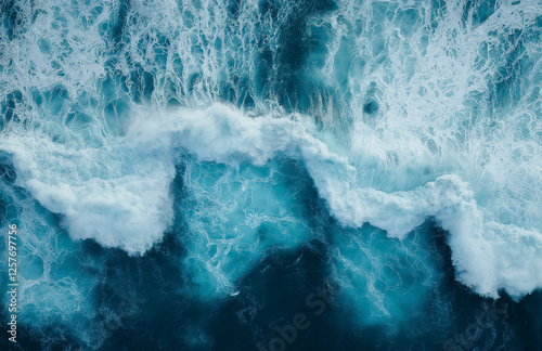 Aerial view of dark blue ocean waves, shot on an Arri Alexa with an anamorphic lens